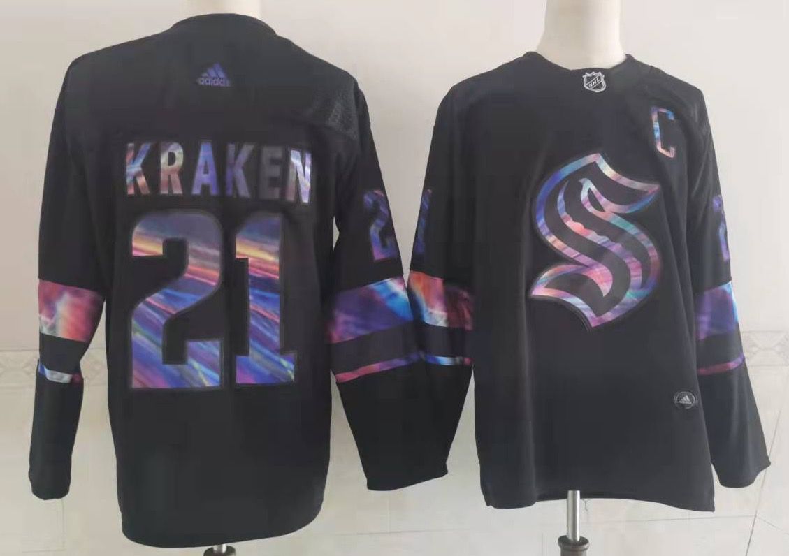 Men's Seattle Kraken Kraken #21 Black jersey